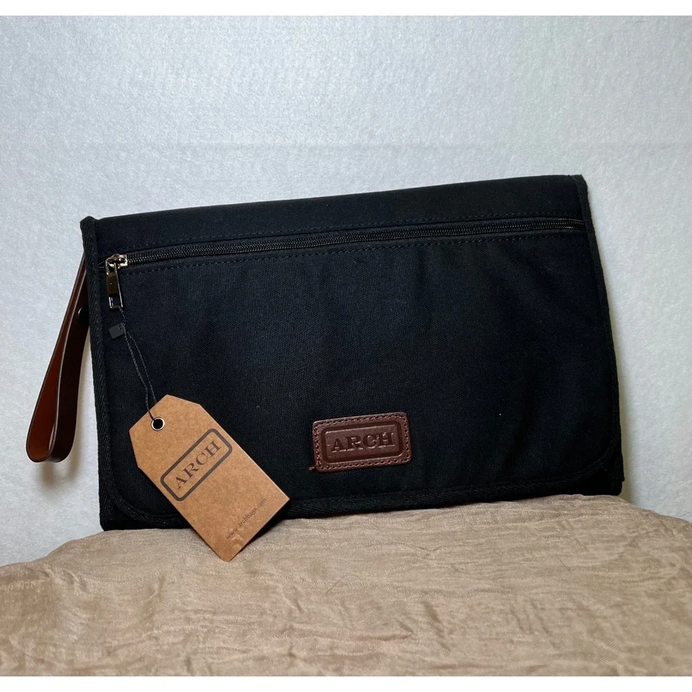 New ARCH Nappy Clutch Canvas Diaper Changing Pad Travel Mat with Vegan Wristlet